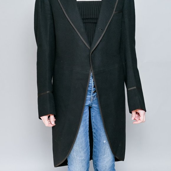 593. BROOKS BROTHERS Antique Vintage Cut Away Long Mens Coat Edwardian Victorian - Picture 7 of 10